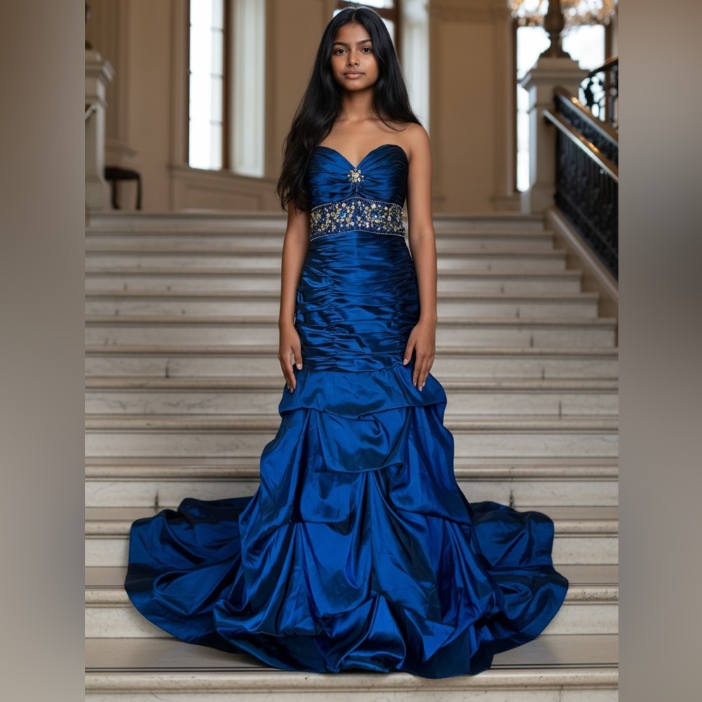 NWOT Y2K Mac Duggal Couture Vintage Royal Blue Gown 12